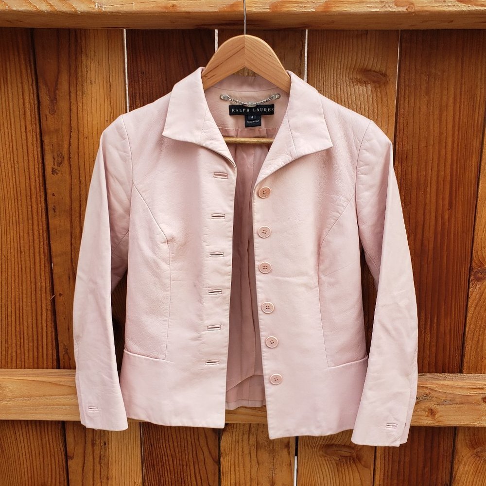 Ralph Lauren Black Label Blush Soft Lambskin Leather Jacket Italy Size 4